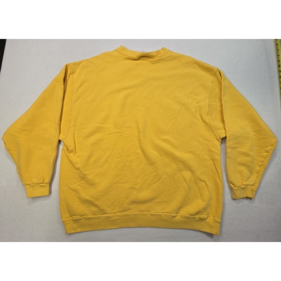 Vintage 90s Nike Swoosh Sweatshirt White Tag Yellow on Yellow Crewneck Mens XL - Picture 9 of 9